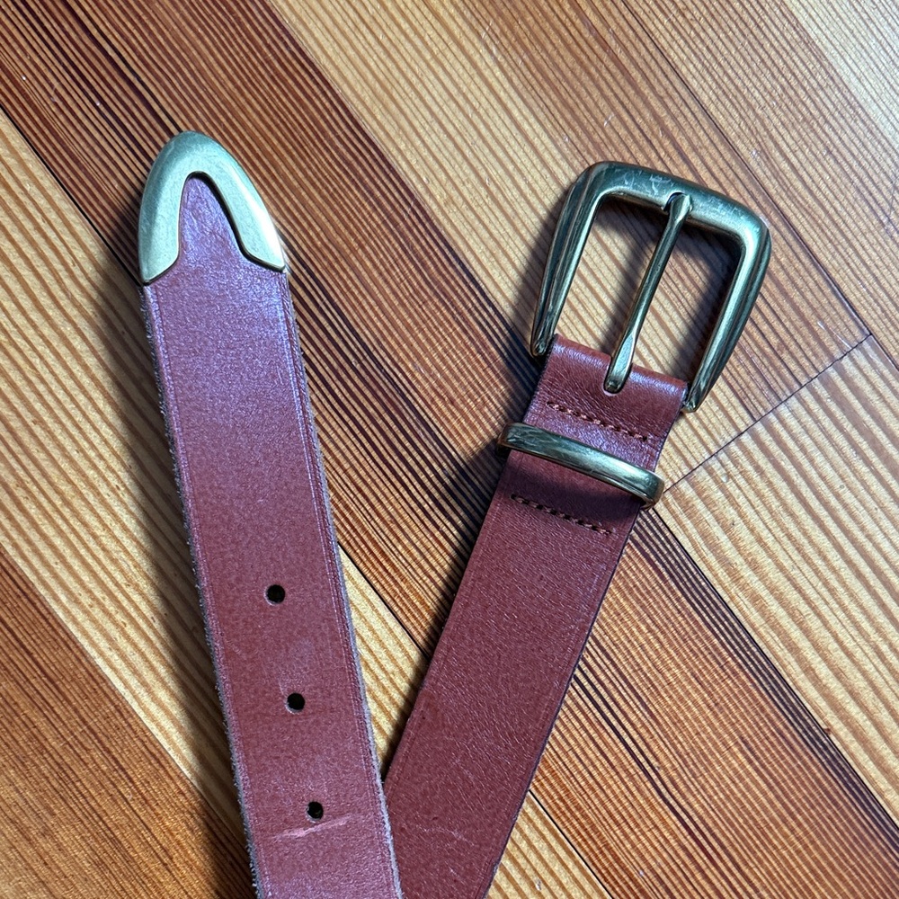 Madewell Leather Belt with Gold Buckle and Accents